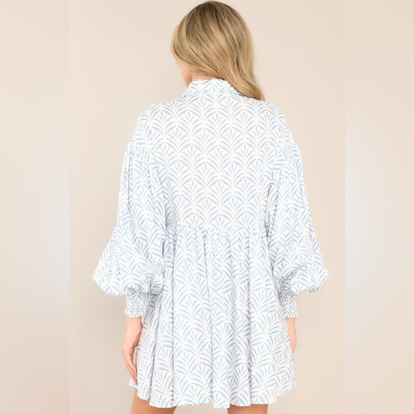 Aura Sky Blue THIS IS YOUR SIGN SKY BLUE PRINT BUTTON FRONT MINI DRESS Medium - Picture 4 of 9